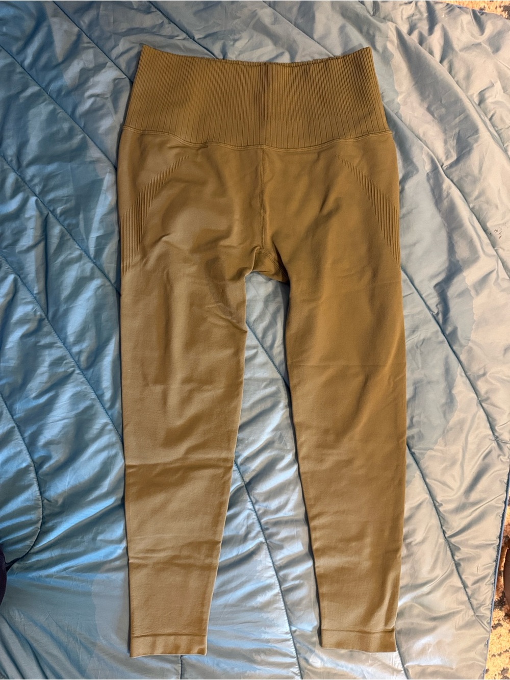 JoyLab High-Waist Ribbed Leggings in Olive Green